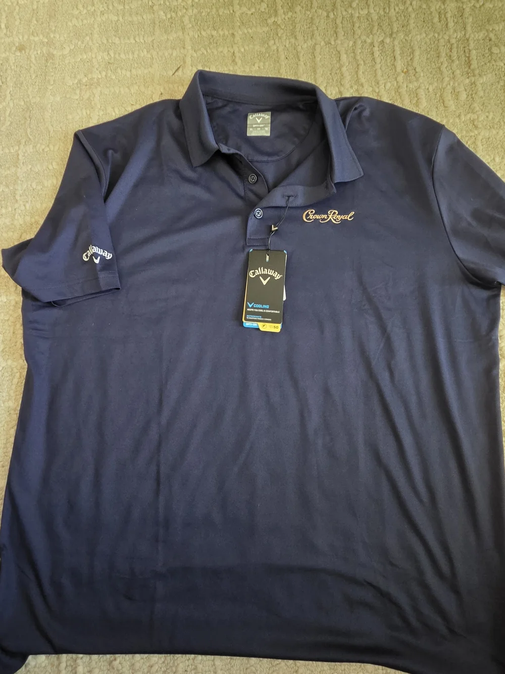 Callaway Men’s Navy Golf Polo Shirt with Crown Royal Embroidery, XL - Picture 1 of 3